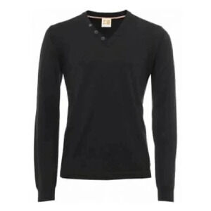 Hugo Boss Orange “Alban” v neck black long sleeve fine knit sweater L